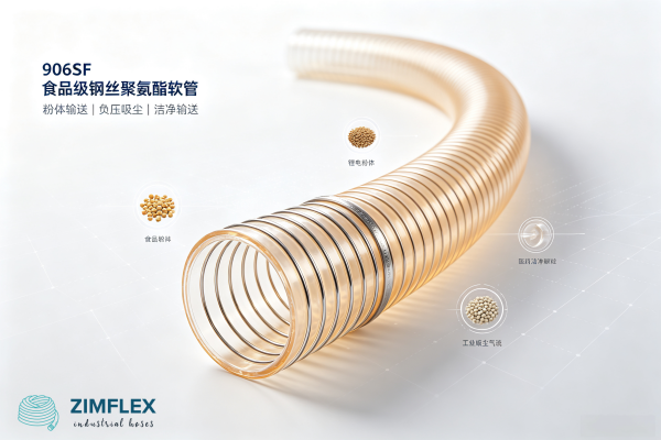 蚱蜢ZIMFLEX 新款高耐磨食品级工业软管发布 完美解决粉体浆料输送磨损与残留难题