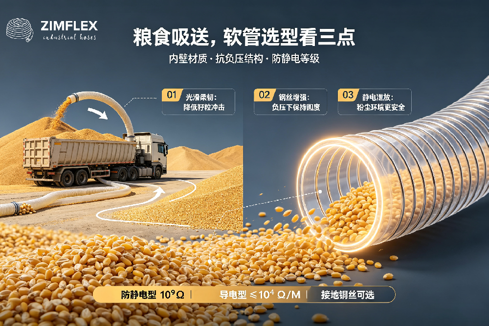 种子 · 粮食 · 棉花 物料输送应用方案之二——粮食气力吸送，软管选不对破损率翻倍